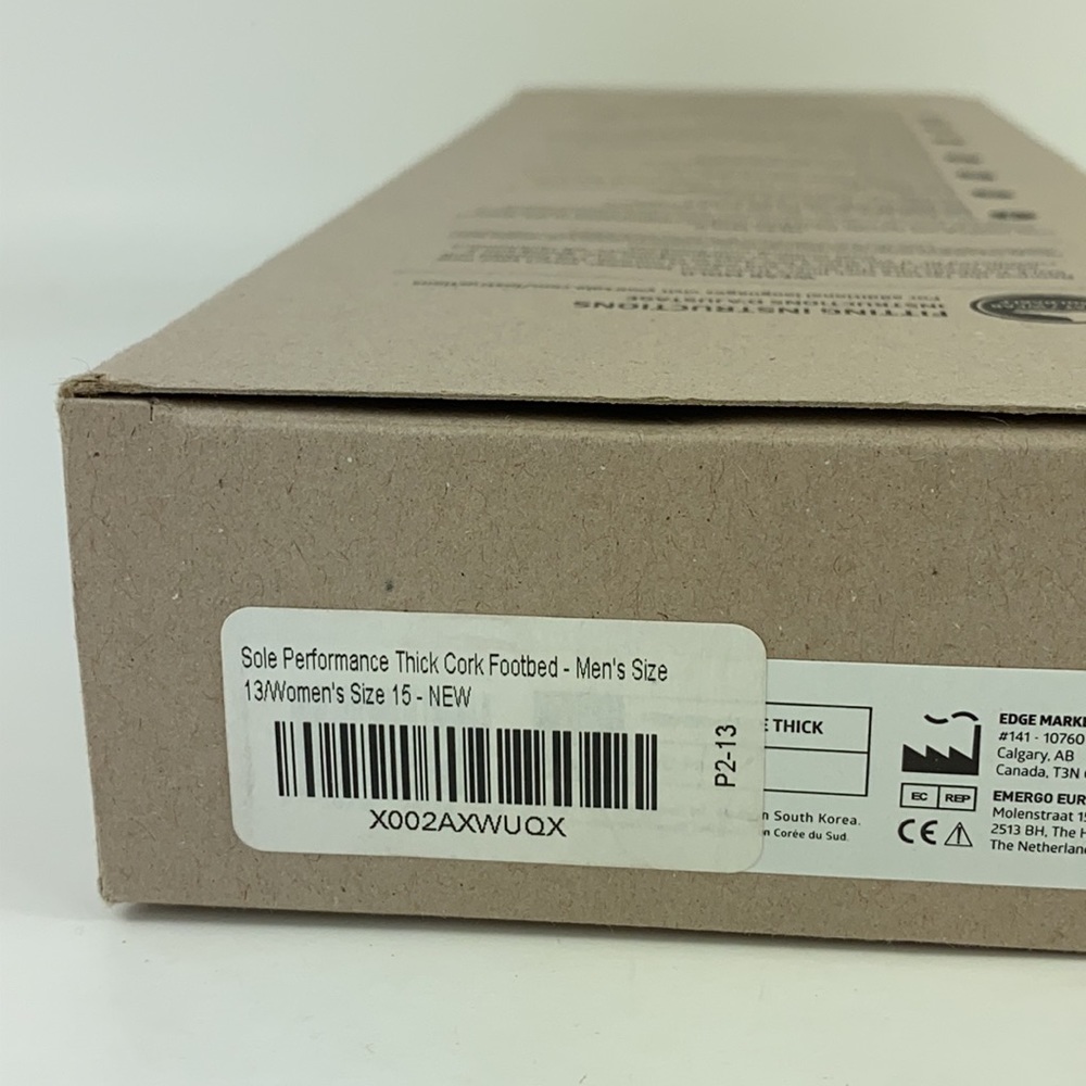 Sole Performance Thick Cork Footbed Athletic Running Insoles Men's Size 13 - Picture 8 of 8